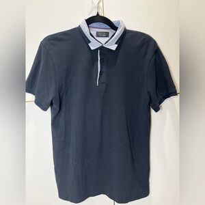 Zara Dark Blue Polo Shirt with Light Collar